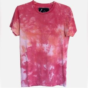 La Détresse Pink Tie Dye Fitted T Shirt Crew Neck Short Sleeve Tee Size S